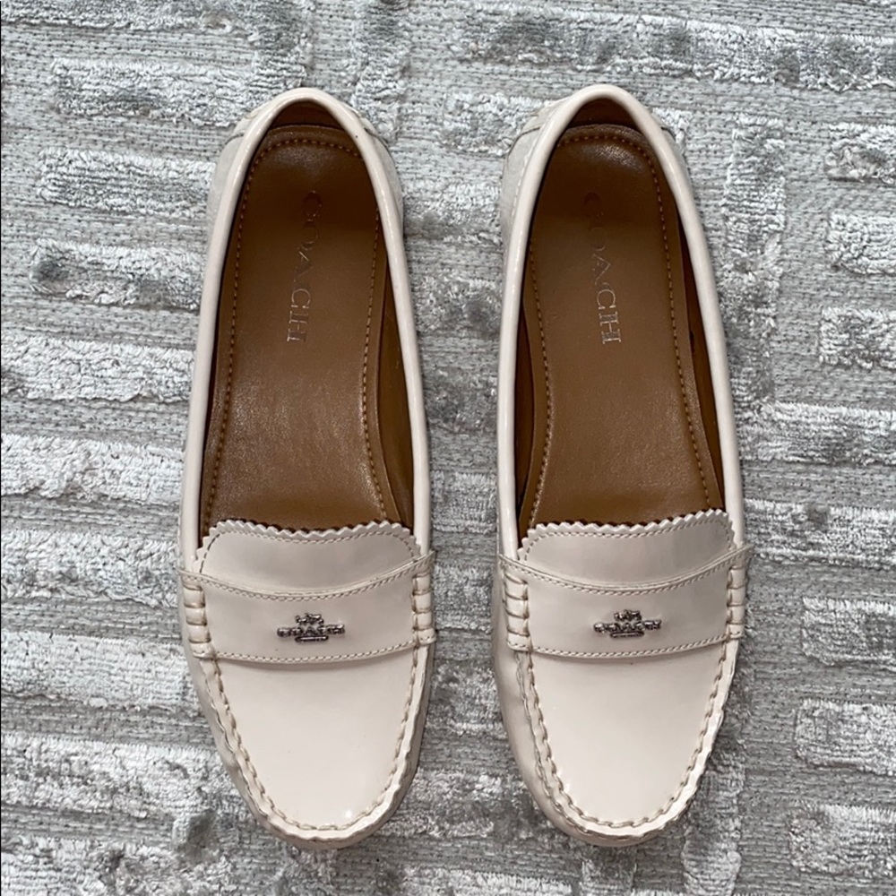 Coach Odette patent loafers in winter white 7.5